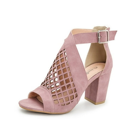 

XWQYRG Womens Chunky Heel Sandals Cut Out Peep Toe Zipper Block Heel Sandals Summer Beach Dressy Party High Heeled Sandals