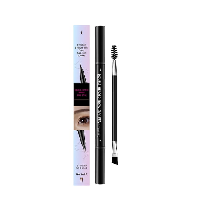 Lápiz de cejas de doble punta y dos tenedores, resistente al agua, a prueba de sudor, sin halos, tintes Wilds Eyebrow Flus, lápiz líquido para cejas de 2 ml