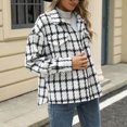thumbnail image 6 of ZZkhGO Women's Long Sleeve Lapel Hoodless Jacket Plaid Button Cardigan Coat Top with Pocket Fall Casual Thickened Turndown Woollen Coat, 6 of 7