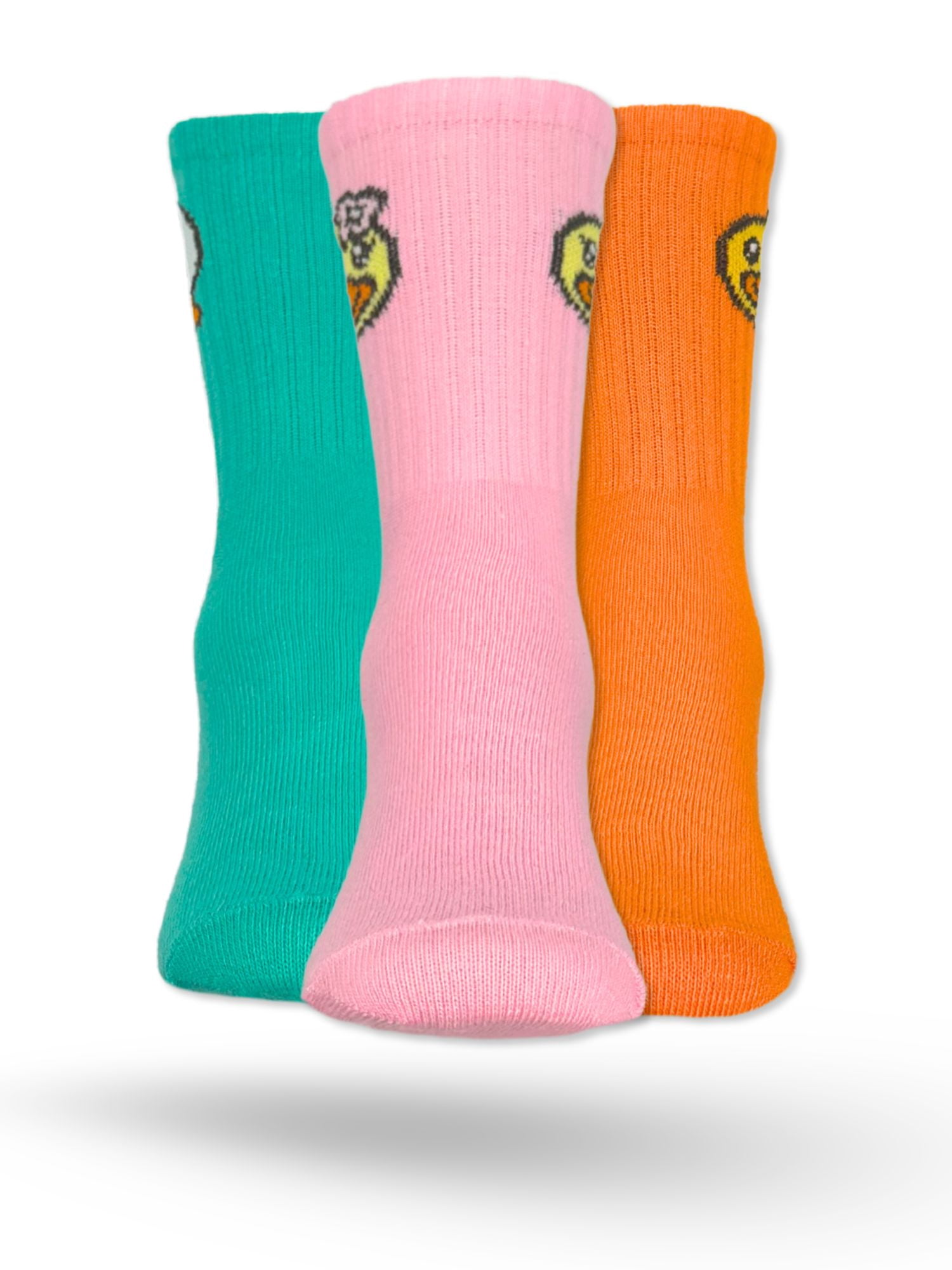 B.Duck Girls Mid-Crew Socks, 3-Pack, Sizes S/M-M/L