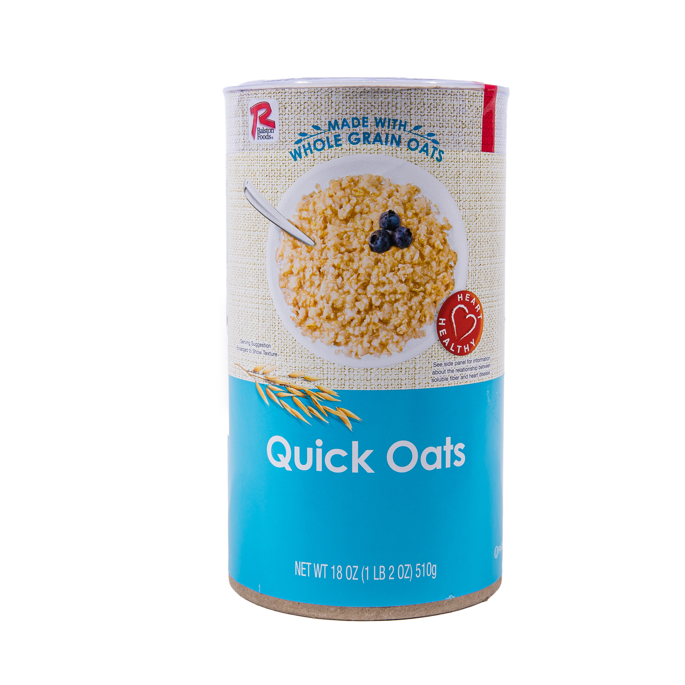 Ralston Whole Grain Quick Cooking Oats, Instant Oatmeal, 18 oz Canister