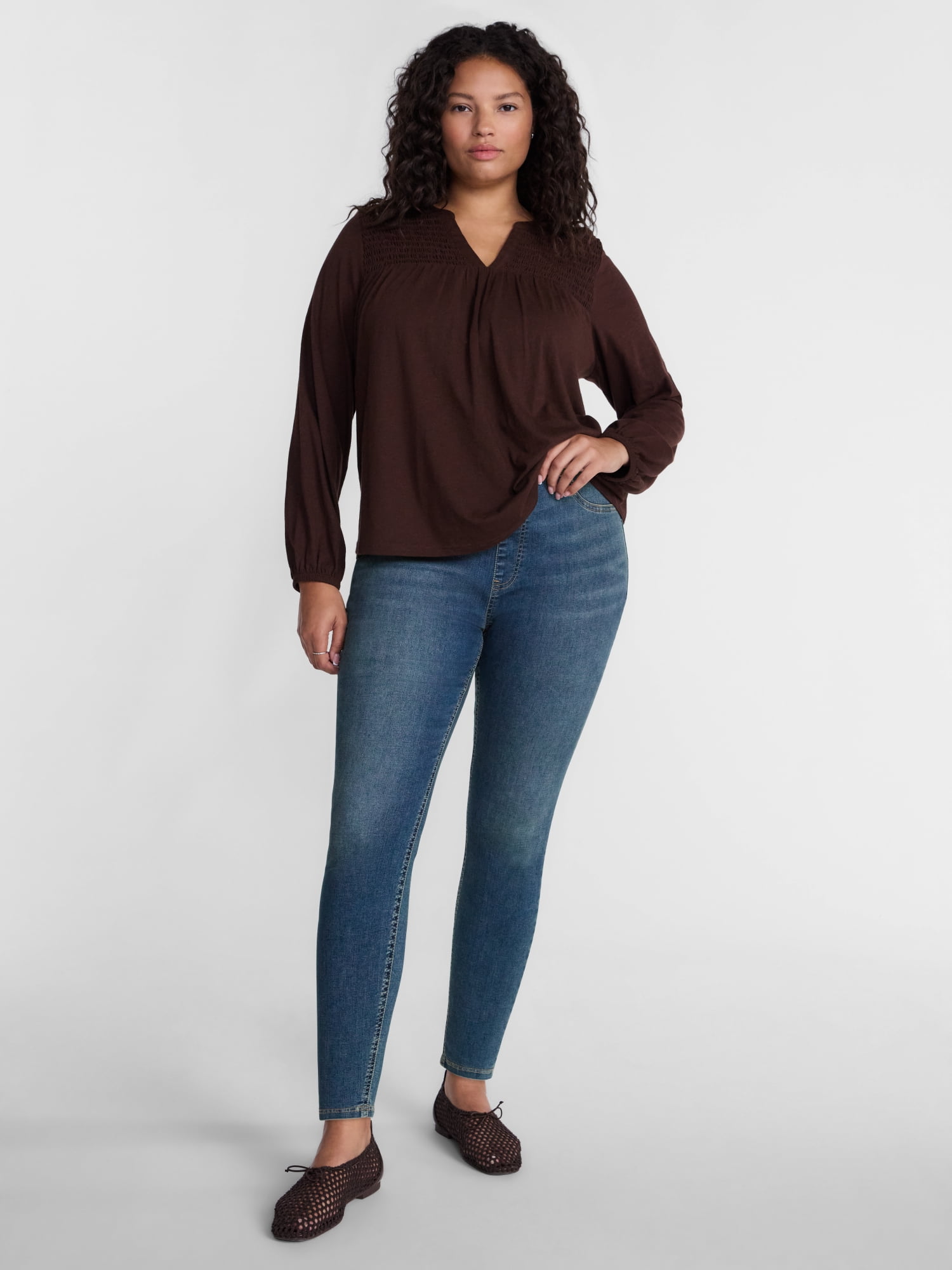 Terra & Sky Women's Plus High Rise Skinny Jeggings, Sizes 0X-4X