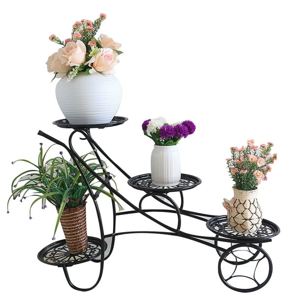 4 Layer Flower Stand With Round Potted Flowers Display Shelf Home Garden Ornaments Indoor Outdoor Com Garden Ornaments Indoor Outdoor, Metal Garden Ornaments Flowers