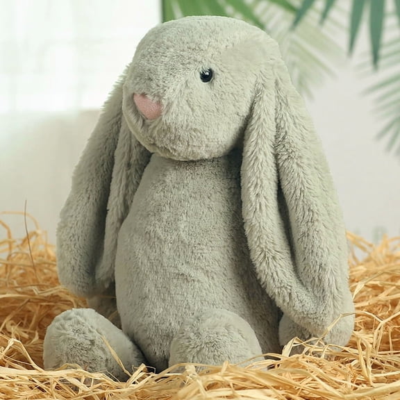 9.8" Sage Green Shaggy Slouchy Easter Bunny Plush Toys s - Solid Color Bunny Stuffed Animals - Fuzzy Eucalyptus Plushies for Boho Spring Decor, Modern Neutral Baby Gifts & Soft Texture Sensory Toys s