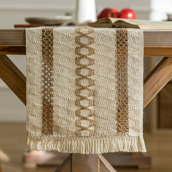 Woven Table Runner Bohemian Hollow Tassel Table Towel