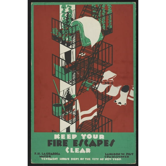 Print: Keep Your Fire Escapes Clear, 1936