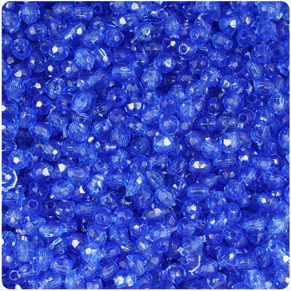 BeadTin Dark Sapphire Transparent 4mm Faceted Round Craft Beads (1350pcs)
