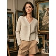 thumbnail image 5 of PAOLA RIBONI Chic Light Yellow V-Neck Cardigan with Elegant Pearl Buttons and Flared Sleeves Crafted from Luxuriously Soft Material for Comfortable Wear, 5 of 9