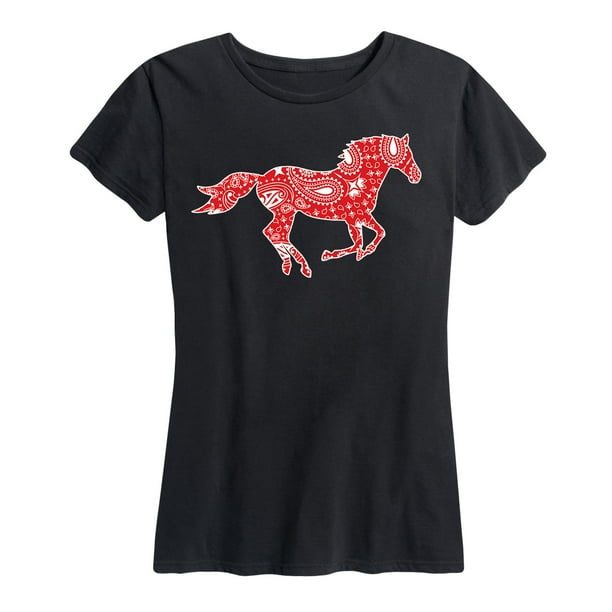 Instant Message Western Print Horse Women's Short Sleeve Graphic T