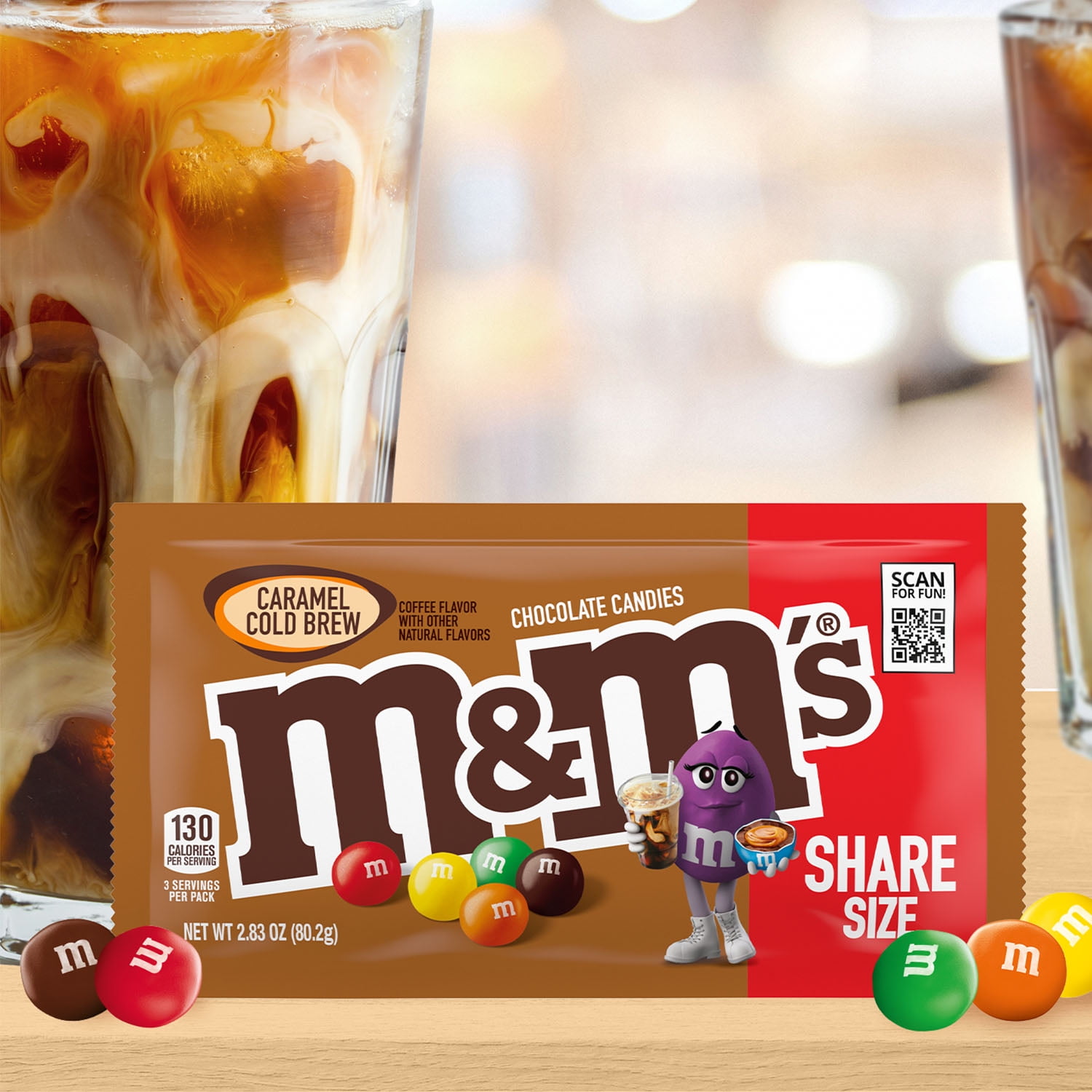 M&M's Caramel Cold Brew Milk Chocolate Candy, Share Size - 2.83 oz