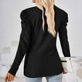 thumbnail image 7 of WREESH Womens Fashion Dressy Tops Solid Color Jacquards Round -Neck Long Sleeve Loose T-Shirt Pullover Black, 7 of 7