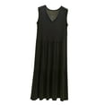 thumbnail image 4 of Feancey Modal Night Shirts for Women Sleeveless V Neck Nightgowns Solid Color Casual Pleated Sleepwear Comfy Loose Nightdress Summer Sale Black XL, 4 of 4