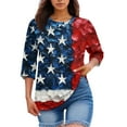 thumbnail image 2 of Womens Summer Tops Dressy Casual, Women'S 4Th Of July Print Round Neck Three Quarter Sleeves T-Shirt Tops Crop Long Sleeve For Women Cropped Tank Tops Fashion Tops (4XL, Deep Red) ZMTing, 2 of 5