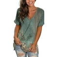 thumbnail image 2 of WXLWZYWL Women's Loose Tops Crewneck Print Tees Short Sleeve T Shirt Blouse Loose Tops Green, 2 of 5