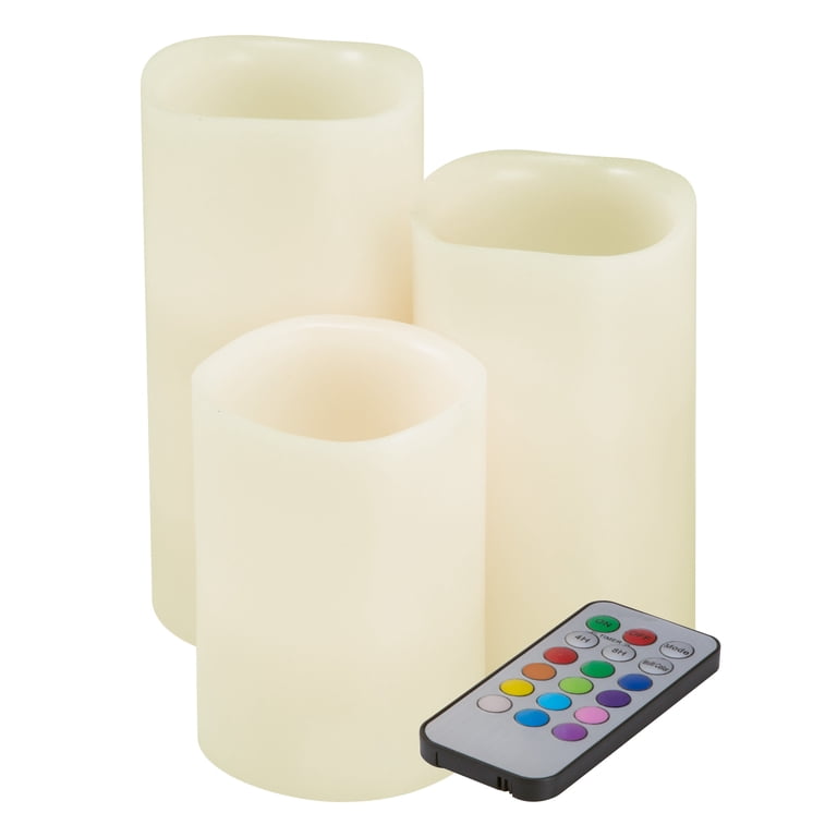 Lavish Home 3-Piece Color Changing Flameless LED Candle Set with