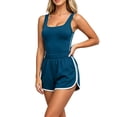 thumbnail image 5 of Hurxie Women's Rompers Athletic Jumpsuits Square Neck Sleeveless Shorts Romper with Pockets One Piece Outfits Summer Navy,M, 5 of 6