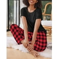 thumbnail image 6 of Ekouaer 2 Pack Pajamas for Women Set Short Sleeve Sleepwear Top and Pants Pjs Soft Printed Lounge Sets with Pockets, 6 of 7