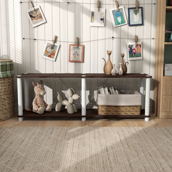 Quincy 16.1 in. Tall Wood 2-Shelf Modular Shelving Unit With Support Rods