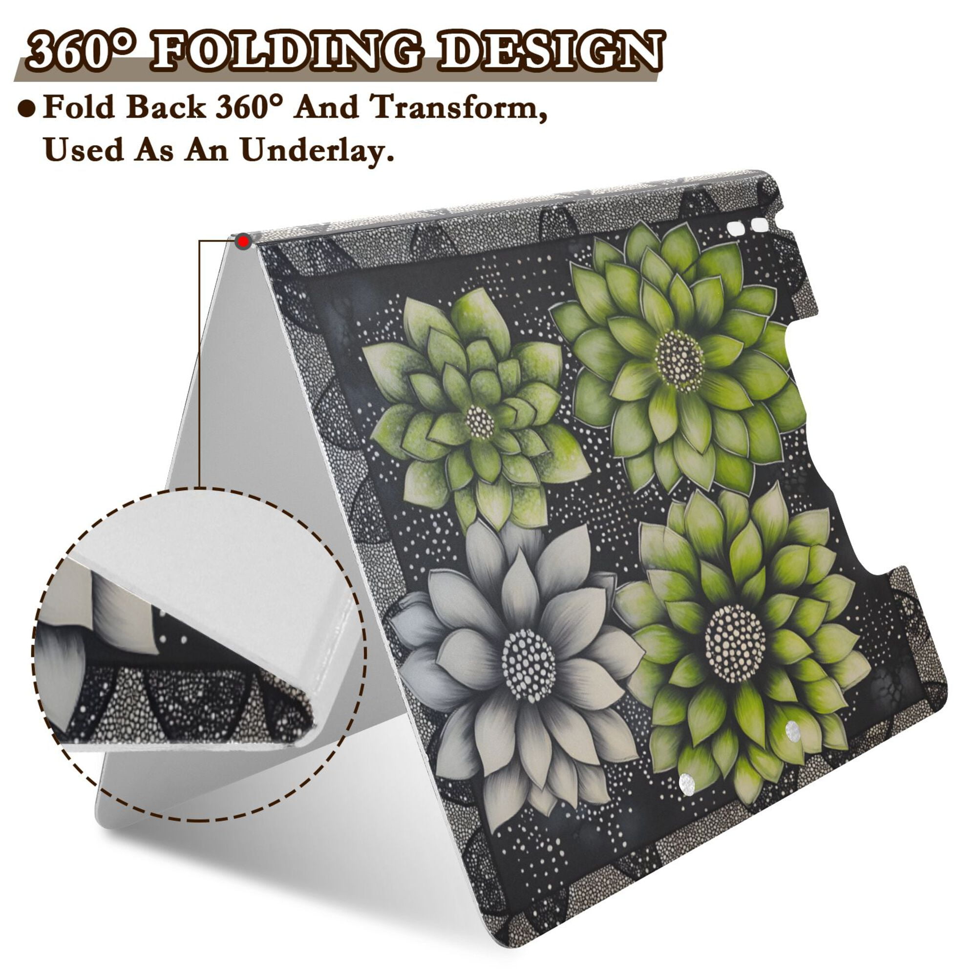 FORMRS A4 Clipboard Folder with Pen Holder Horizontal Foldable School Office Binder, Gray Floral