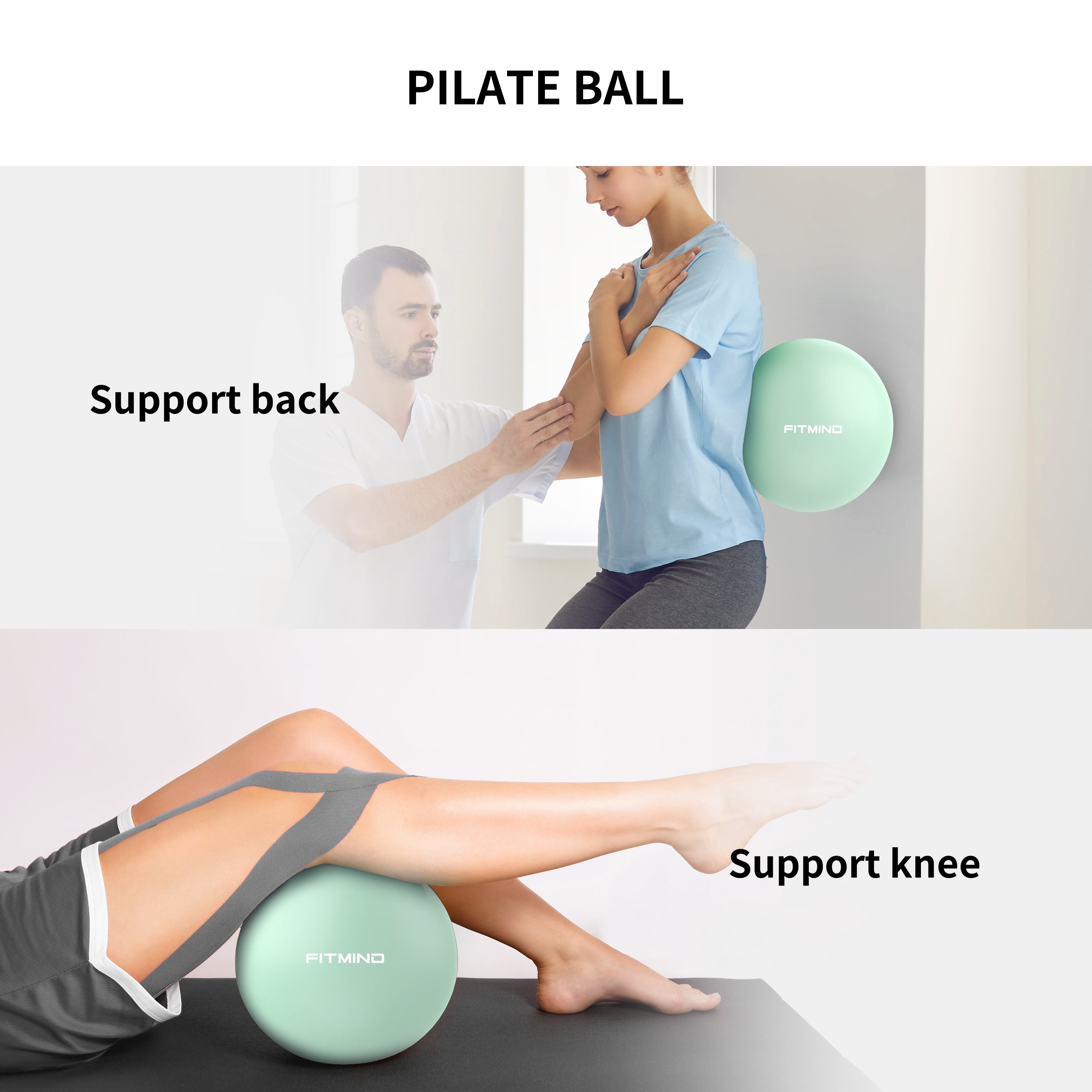 FITMIND Exercise Balls Set 22"& 10" for Yoga and Pilates, Anti-Burst, Parent-Baby Hours, Hand Pump, Green