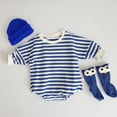 thumbnail image 3 of Salute Newborn Unisex Long Sleeve Onesie Romper Blue 6-12 Months, 3 of 5