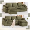 thumbnail image 3 of CARZZI 103" Cloud Modular Sectional Couches for Living Room, Modern L Shaped Boneless Sofa Couch with Ottoman & 2 Lumbar Pillows, Comfy Corduroy Deep Seat 3 Seater Sofa (Emerald) | No Assembly Needed, 3 of 7
