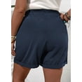 thumbnail image 3 of SHEWIN Shorts for Women Plus Size Cotton Shorts Elastic Waist Drawstring Mid-Rise Wide Leg Shorts Summer Bottoms Navy 2X, 3 of 9
