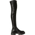 thumbnail image 5 of Ash Gill Black Pull On Stretch Fitted Nappa Over The-Knee Lug Sole Boots (Black, 8), 5 of 6