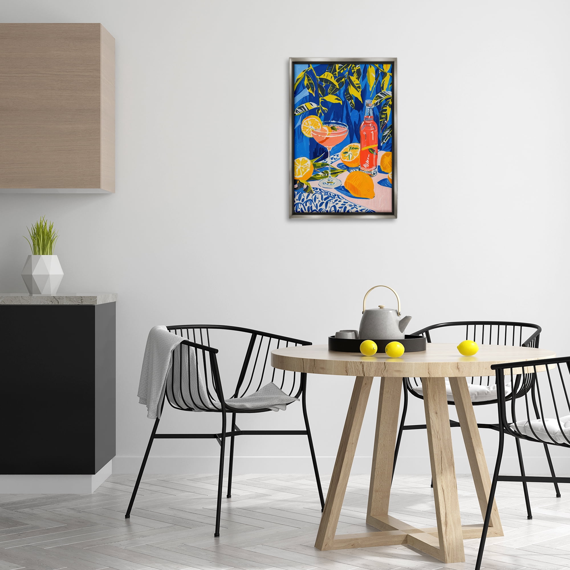 Stupell Industries Citrus Cocktail Still Life Food & Beverage Painting Gray Floater Framed Canvas Art Print Wall Art, 17 x 25