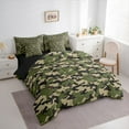 thumbnail image 3 of Feelyou Green Camouflage Abstract Bedding Comforter Set 7 Pieces, Vintage Fashion Camo Full Bedding Set, Teens Kids Boys Girls Reversible Fitted Sheet Flat Sheet, Super Cozy Room Decor, 3 of 7
