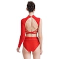 thumbnail image 4 of vastwit Costume de Danse pour Femmes Manches Longues Ballet Entraînement Gym Course Hauts Rouge m, 4 of 7