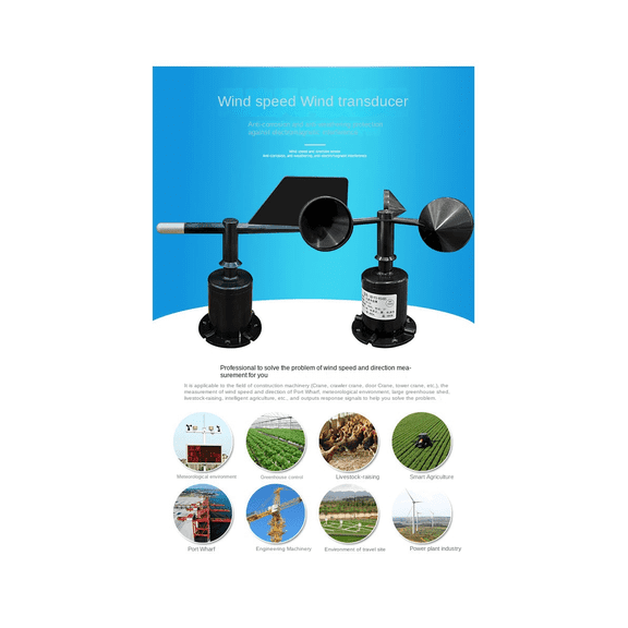 30M/S Polycarbon Wind Speed Direction Sensor Weather Station Outdoor 3 Cup Anemometers Sensor Output 0-5V