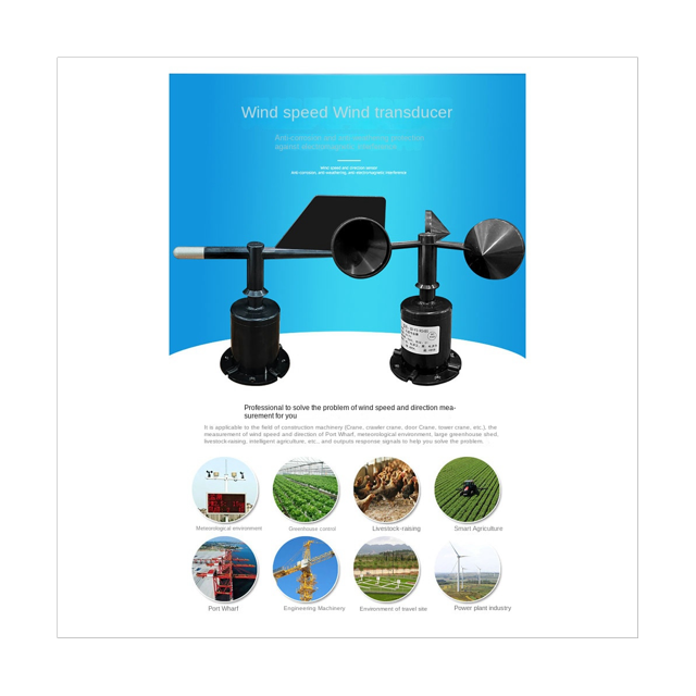 30M/S Polycarbon Wind Speed Direction Sensor Weather Station Outdoor 3 Cup Anemometers Sensor Output 0-5V