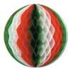 Beistle 12" Tissue Ball Red/White/Green 4/Pack 55901-RWG