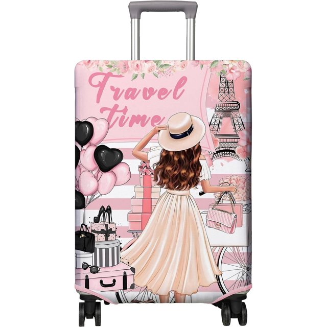 Travel Luggage Cover Suitcase Protector Fits 18-32 Inch Luggage Wheel Covers Patterned Travel Related Items Flower Luggage Protector Elastic Luggage Anti-scratch Suitcase Cover L