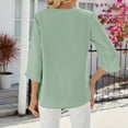 thumbnail image 4 of Blouses for Women Dressy Casual Women's New Summer Mid-sleeve Solid Color V-neck Button Top, 4 of 4