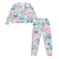 thumbnail image 4 of Yuyamidu Shell Women Nightwear Set of 2 Female Pj Relaxed Pajamas Size 2XL Women's Long Sleeve Pj Sleep Set Starfish Scoop Neck Sleepwear with Pockets, Blue Pink, 4 of 7