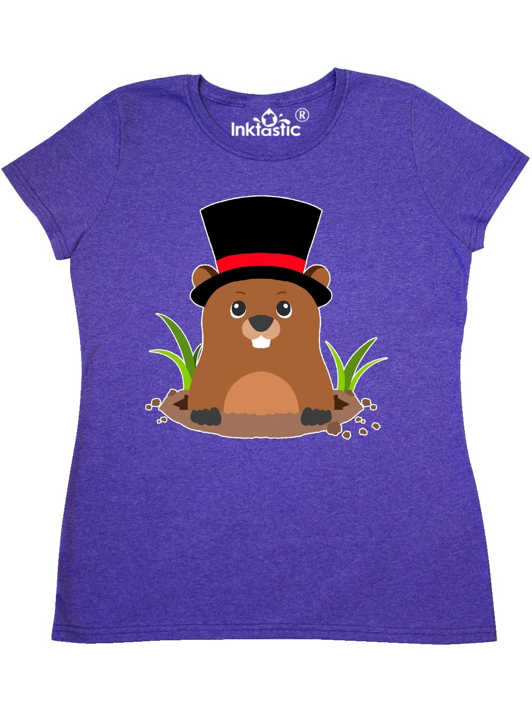 INKtastic Groundhog Day with Groundhog in Top Hat Women's TShirt