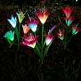 thumbnail image 2 of 4 Pack Outdoor Solar Lily Flowers Lights Outdoor Patio Garden Waterproof, 2 of 13