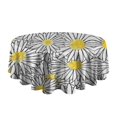 thumbnail image 5 of White Daisy Flower Black Lines Pattern Round Tablecloth 60"x60",Wrinkle Wipeable Table Cloth for Kitchen Dining Room Picnic Patio Party, 5 of 6