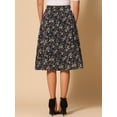 thumbnail image 4 of DARING DIVA Women's Floral Print A-Line Midi Skirt Skirts L Black Red, 4 of 6