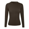 thumbnail image 3 of Fall Shirts for Women 2025 Solid Color Stretchy Crewneck Slim Fit Ribbed Basic Shirt Tops Long Sleeve Shirts for Women, 3 of 5