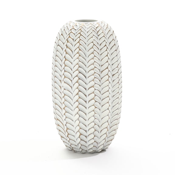 LuxenHome Modern Geometric Pattern Polyresin 13.5-Inch Tall Cylinder Vase