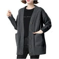 thumbnail image 2 of Sakmal Tunic Cardigan Sweaters Womens Lightweight Button Down Open Front Cute Cardigan Gray Long Sweater with Pockets, 2 of 6