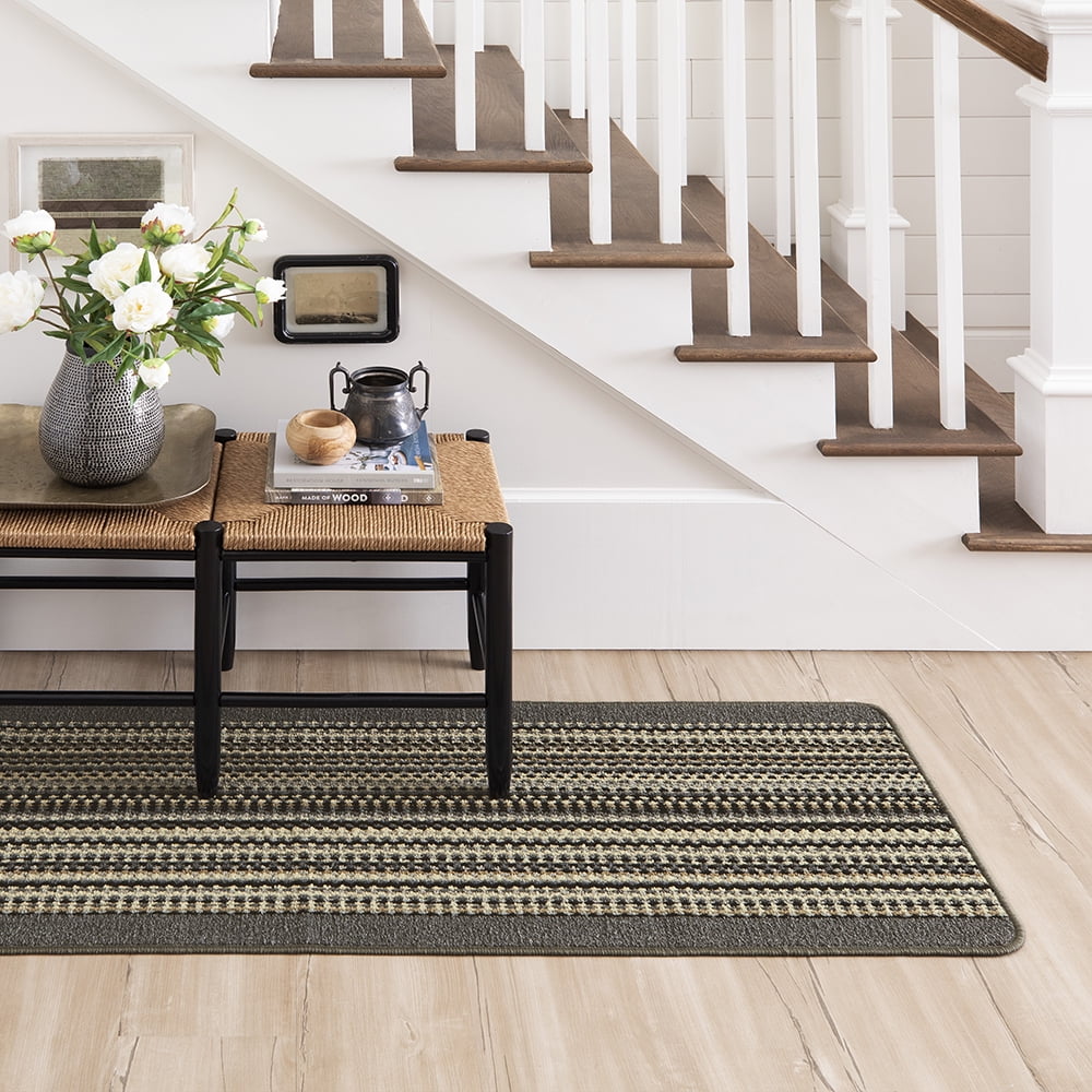 (4 pack) Mainstays Apollo Striped Indoor Polypropylene Area Rug, Grey, 19.5" x 72"