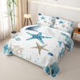 thumbnail image 3 of Manfei Kawaii Starfish Twin Quilt Set,Calm Sea Plant Twin Coverlet Set,White Blue,2-Piece, 3 of 7