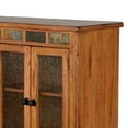 thumbnail image 3 of Marv Bookcase Cabinet- 4 Waterfall Glass Doors Slate Inlay Light Brown, 3 of 6