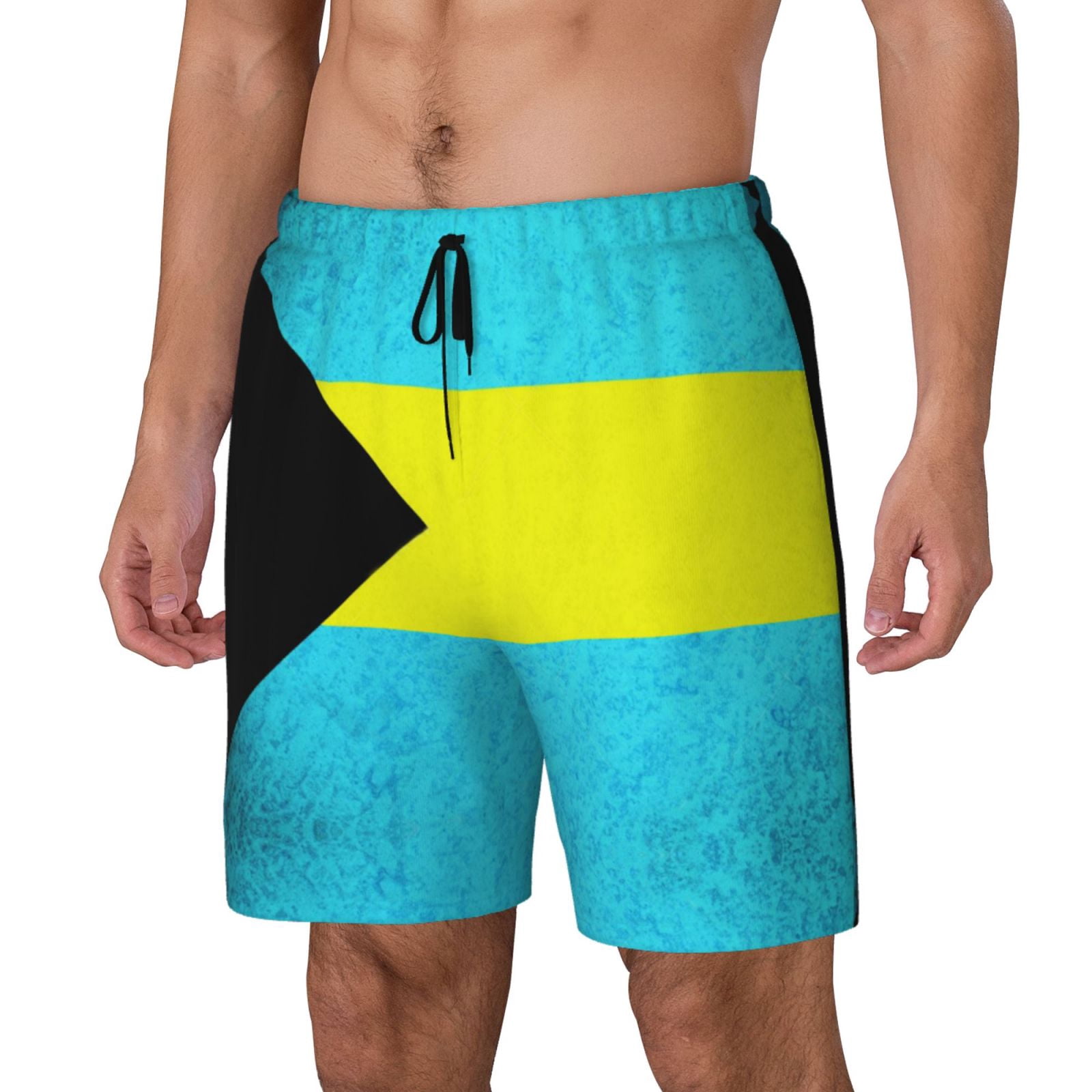 Men's Bahamas Flag Swim Trunks with Compression Liner Bathing Suit Swimwear