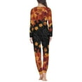 thumbnail image 3 of Renewold 2pcs Breathable Pjs Set Women's Autumn Maple Leaves Pajama Warmth Size S Athletic Clothing Sweatpants with Big Pockets Thanksgiving Fall Graphic Long Sleeve Nightwear, 3 of 5