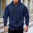 thumbnail image 2 of XAOFW Men's Hoodies Sweatshirts Solid Color Zipper Hoodie Drawstring Casual Classic Pullover Long Sleeve Hooded Sweatshirt With Pockets Soft Breathable Holiday Vacation Top, 2 of 4